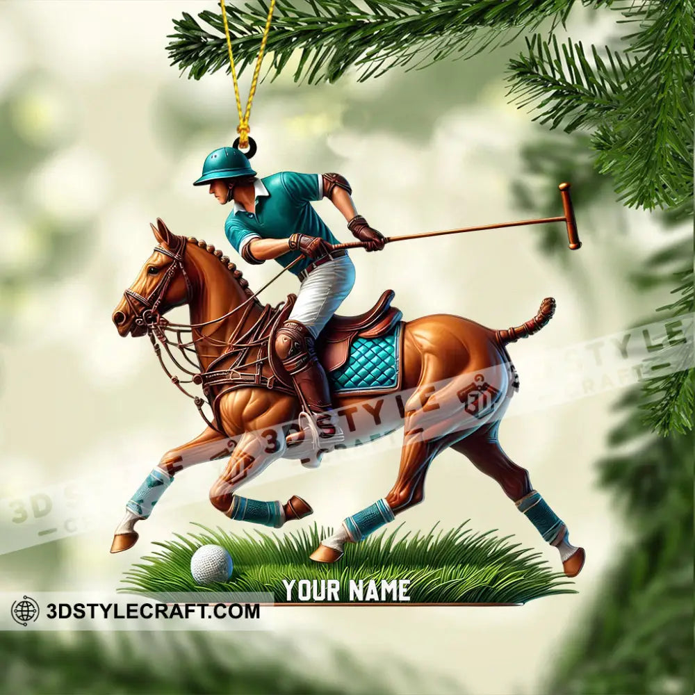 Polo Player Decor Christmas Ornament Personalized