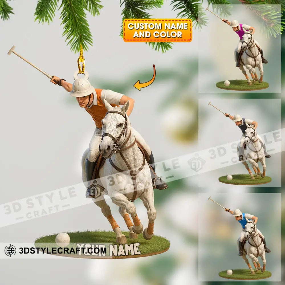 Polo Player On Horse Home Decor Christmas Ornament Personalized Ornament 3.54’’ / 1 Ornament Ornament