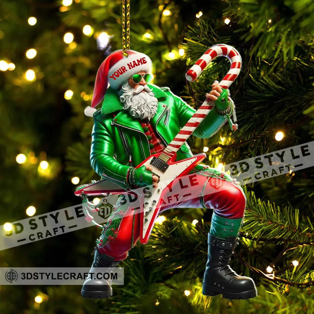 Rock Star Santa Home Decor Christmas Ornament Personalized Ornament Ornament