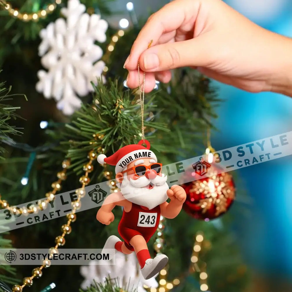 Running Santa Home Decor Christmas Ornament Personalized Ornament Ornament