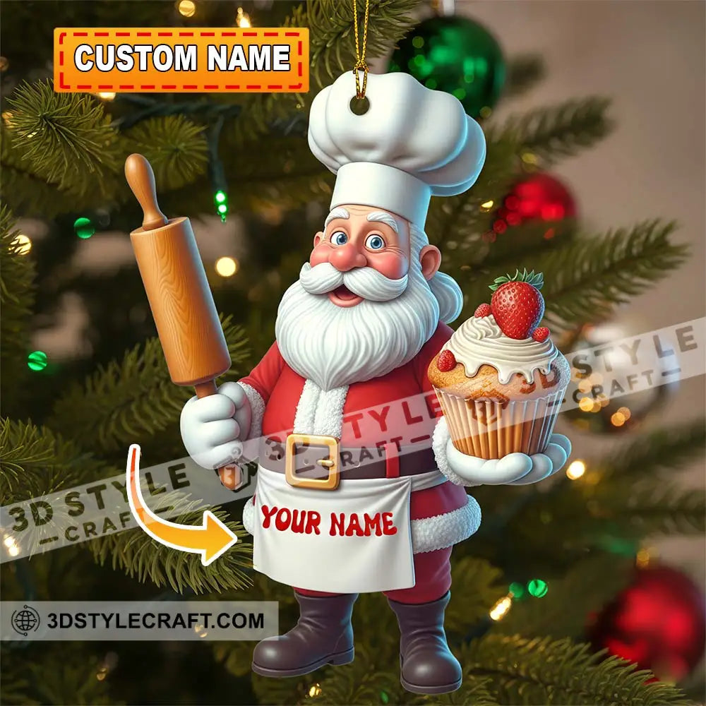 Santa Baker Home Decor Christmas Ornament Personalized Ornament 3.54’’ / 1 Ornament Ornament