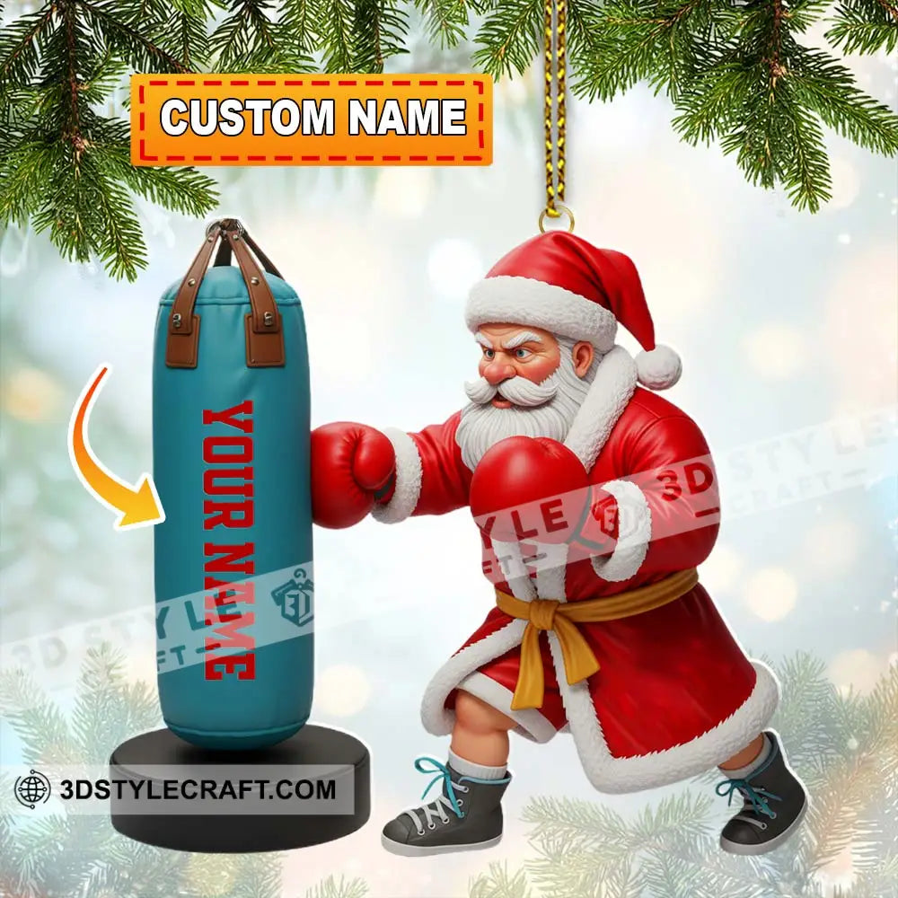 Santa Boxing Home Decor Christmas Ornament Personalized Ornament 3.54’’ / 1 Ornament Ornament