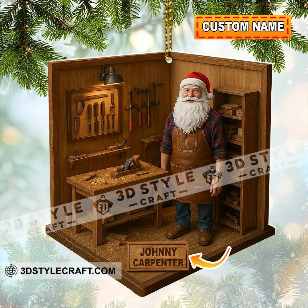 Santa Carpenter Home Decor Christmas Ornament Personalized Ornament 3.54’’ / 1 Ornament Ornament