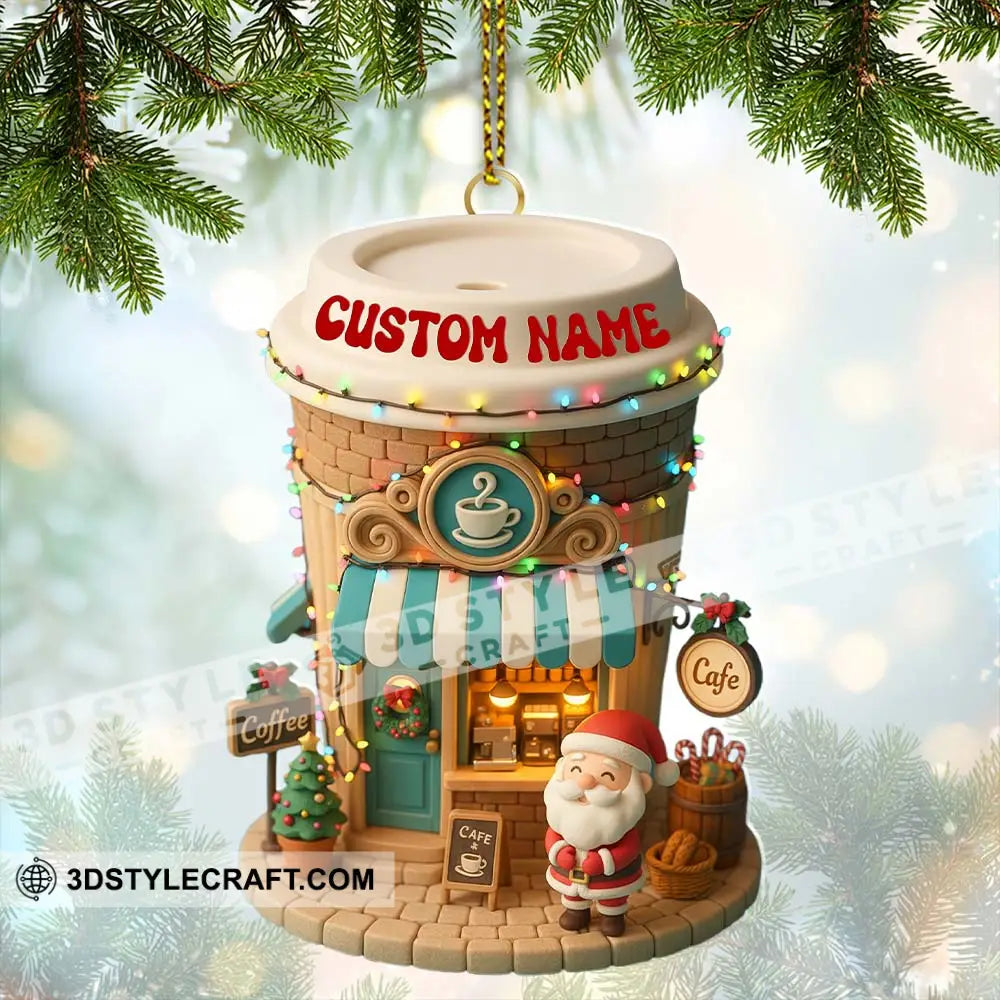 Santa Coffee Shop Home Decor Christmas Ornament Personalized Ornament Ornament