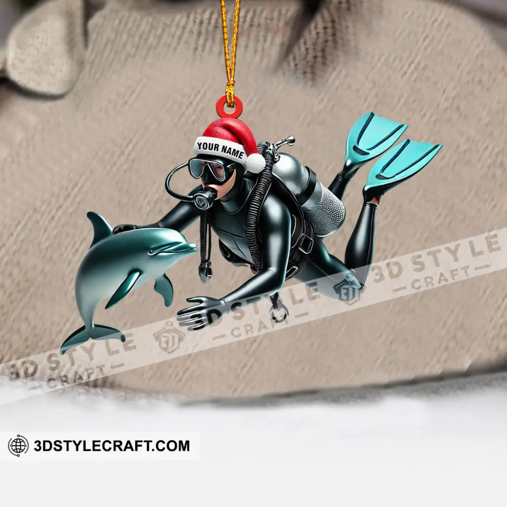 Santa Diver Home Decor Christmas Ornament Personalized