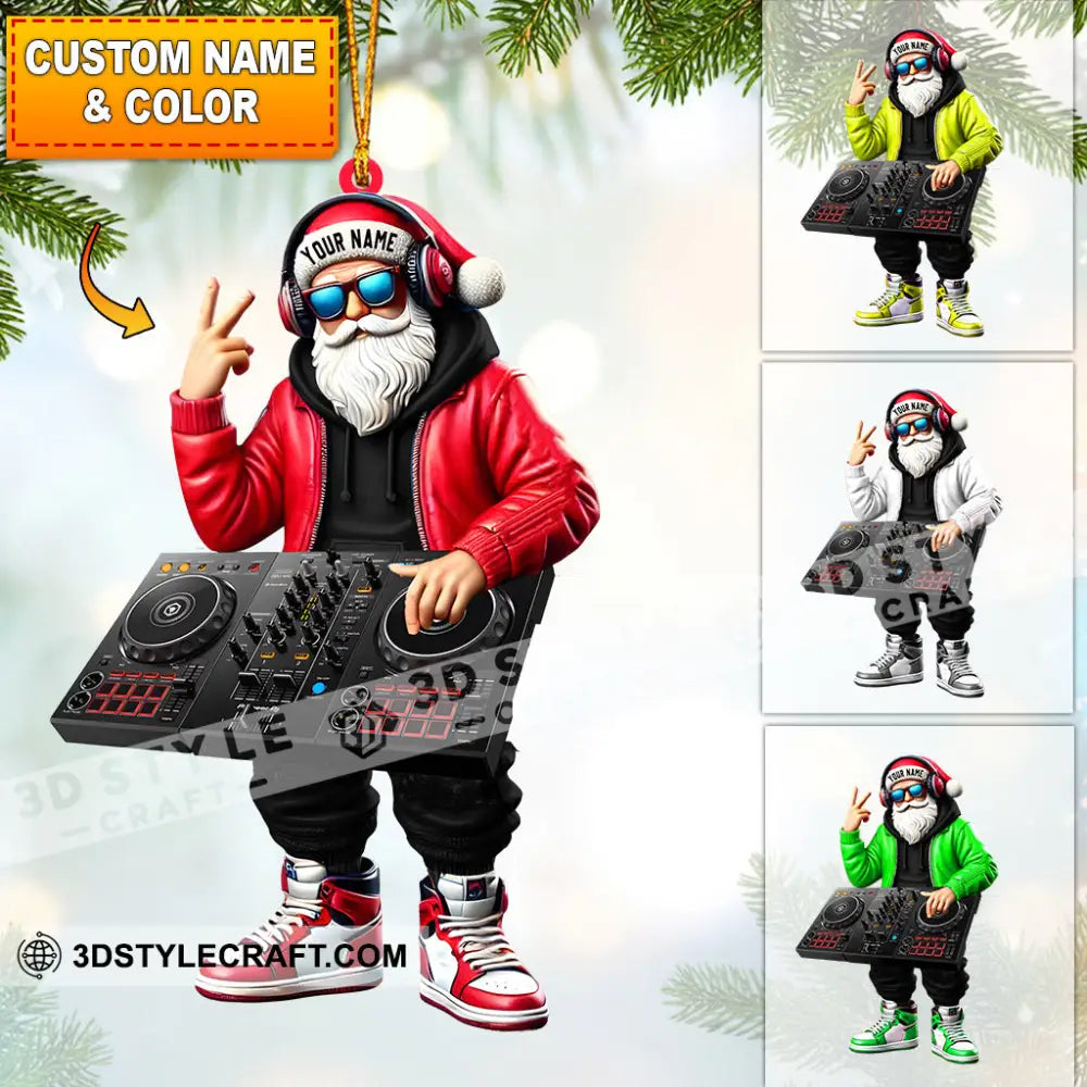 Santa Dj Home Decor Christmas Ornament Personalized 3.54’’ / 1