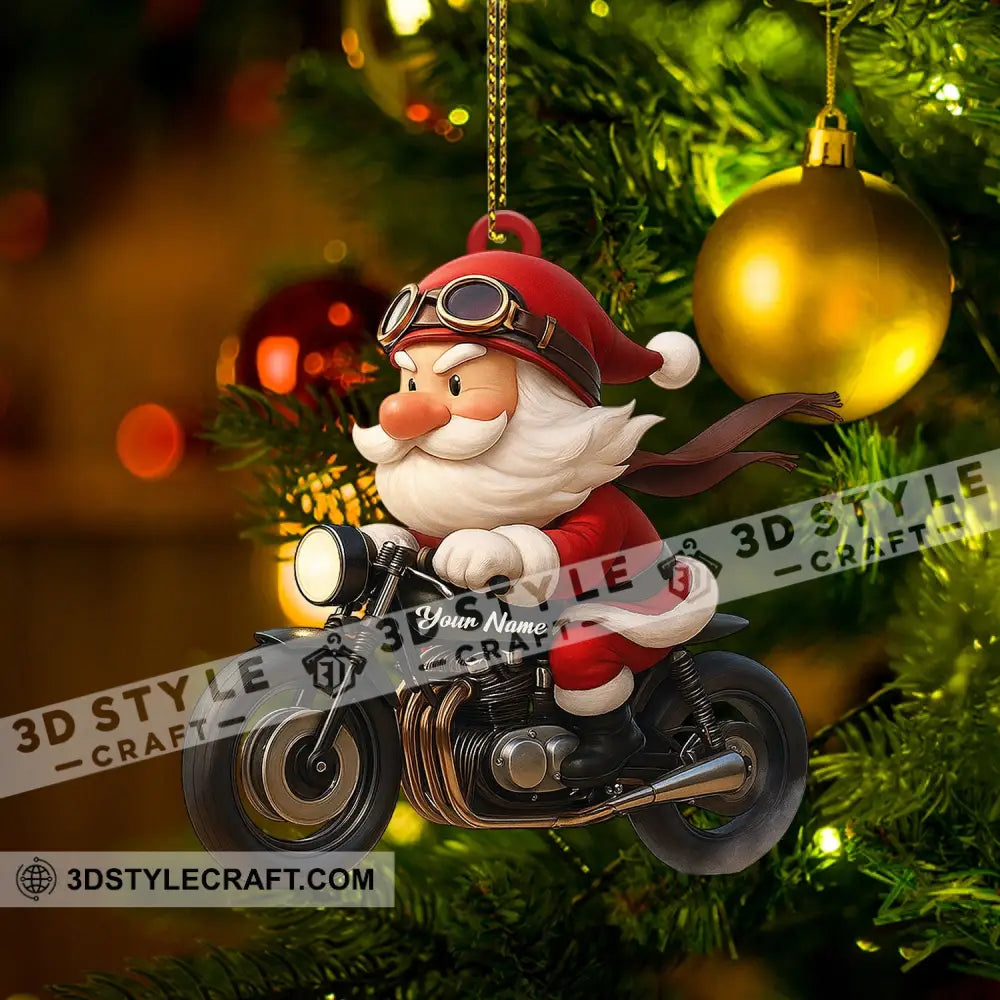 Santa Drives Motorbike Home Decor Christmas Ornament Personalized Ornament Ornament