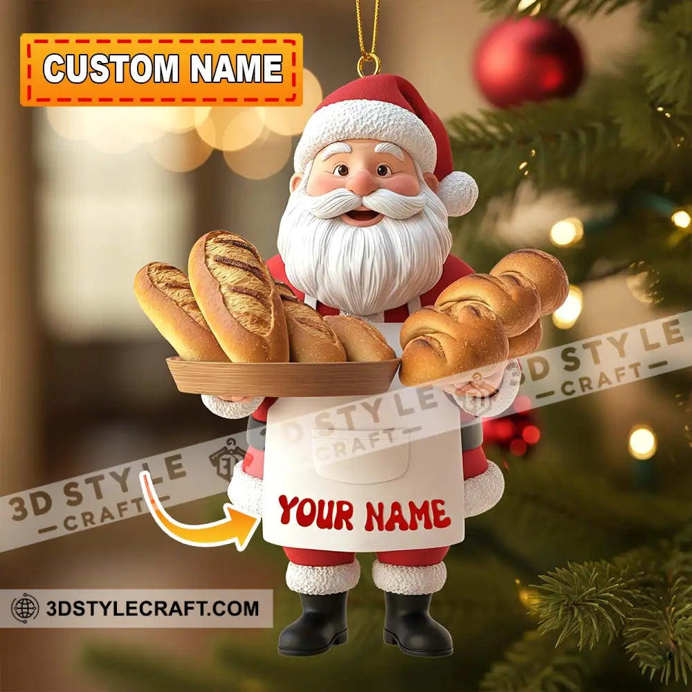 Santa Making Bread Home Decor Christmas Ornament Personalized Ornament 3.54’’ / 1 Ornament Ornament