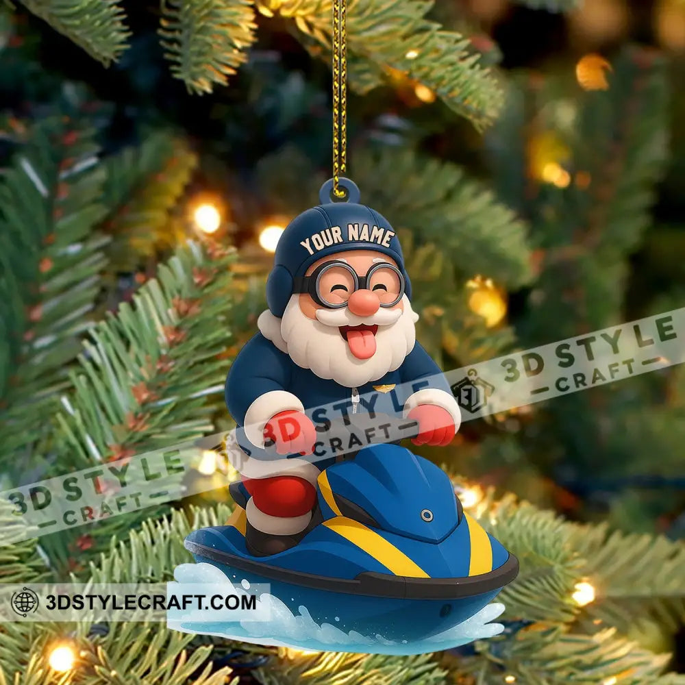 Santa On A Jet Ski: Making Waves This Christmas Home Decor Christmas Ornament Personalized Ornament Ornament