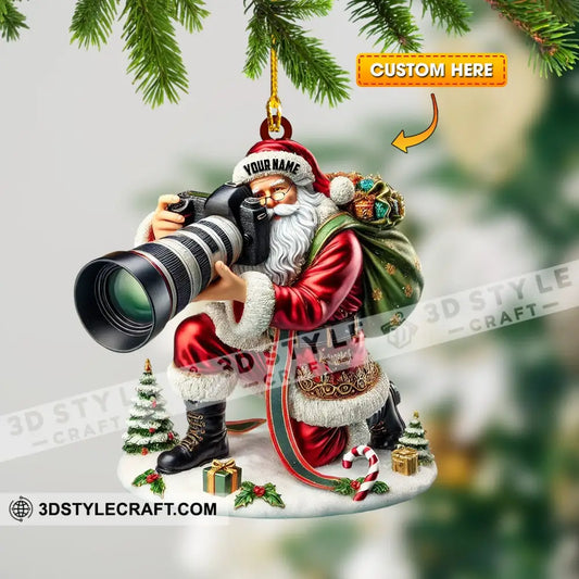 Santa Photographer Home Decor Christmas Ornament Personalized 3.54’’ / 1