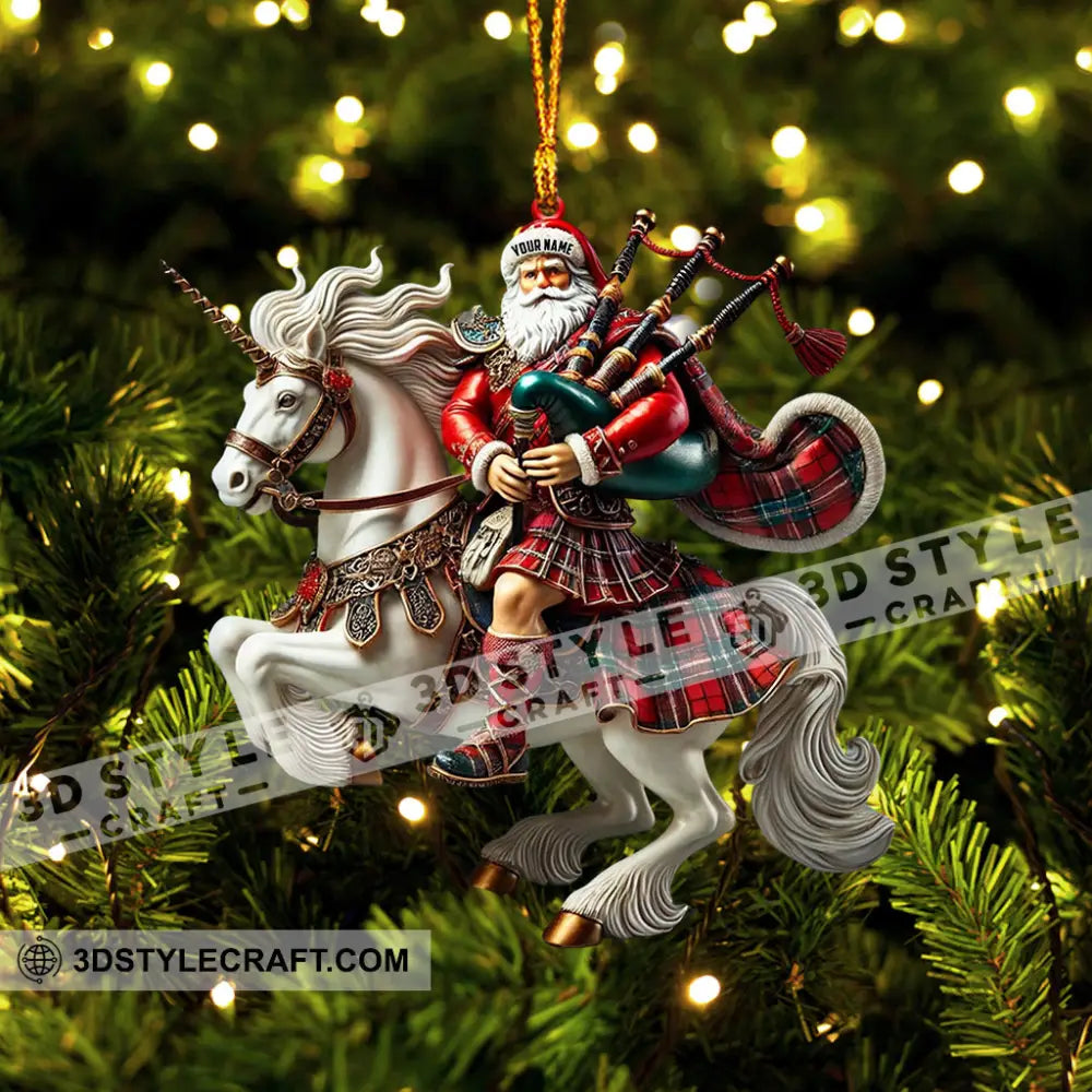 Santa Rider On Horseback Christmas Ornament Personalized