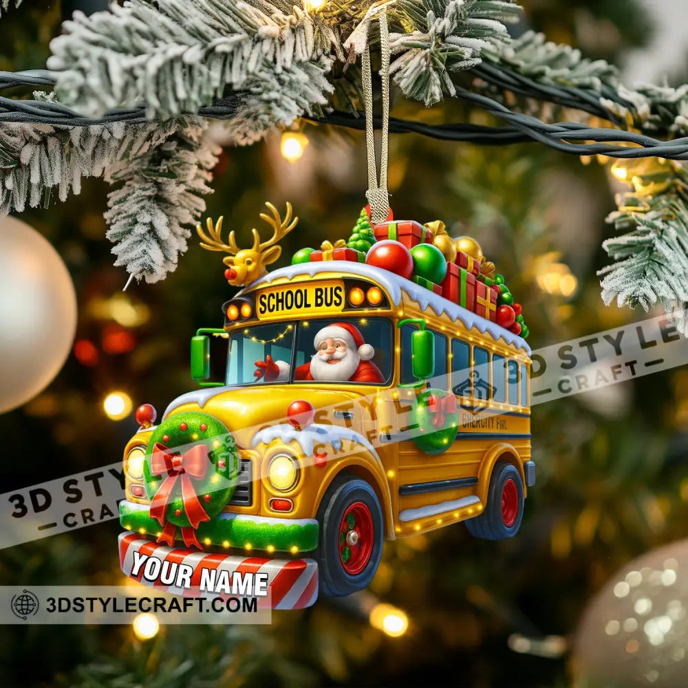 Santa School Bus Home Decor Christmas Ornament Personalized Ornament Ornament