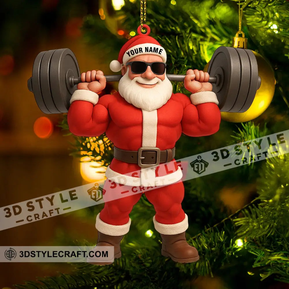 Santa Weightlifting Home Decor Christmas Ornament Personalized Ornament Ornament