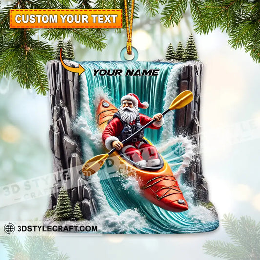 Santa White Water Rafting Christmas Ornament Personalized 3.54’’ / 1