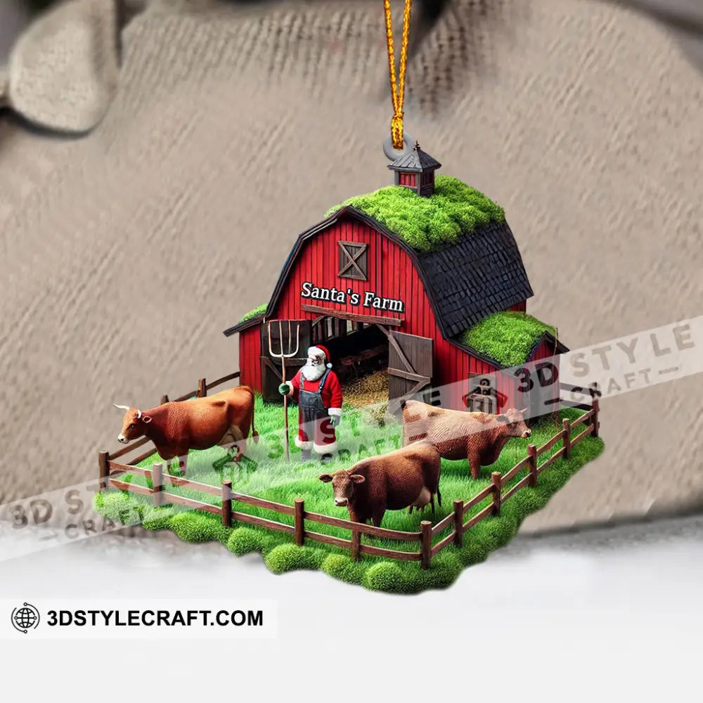 Santa’s Farm Christmas Ornament Personalized
