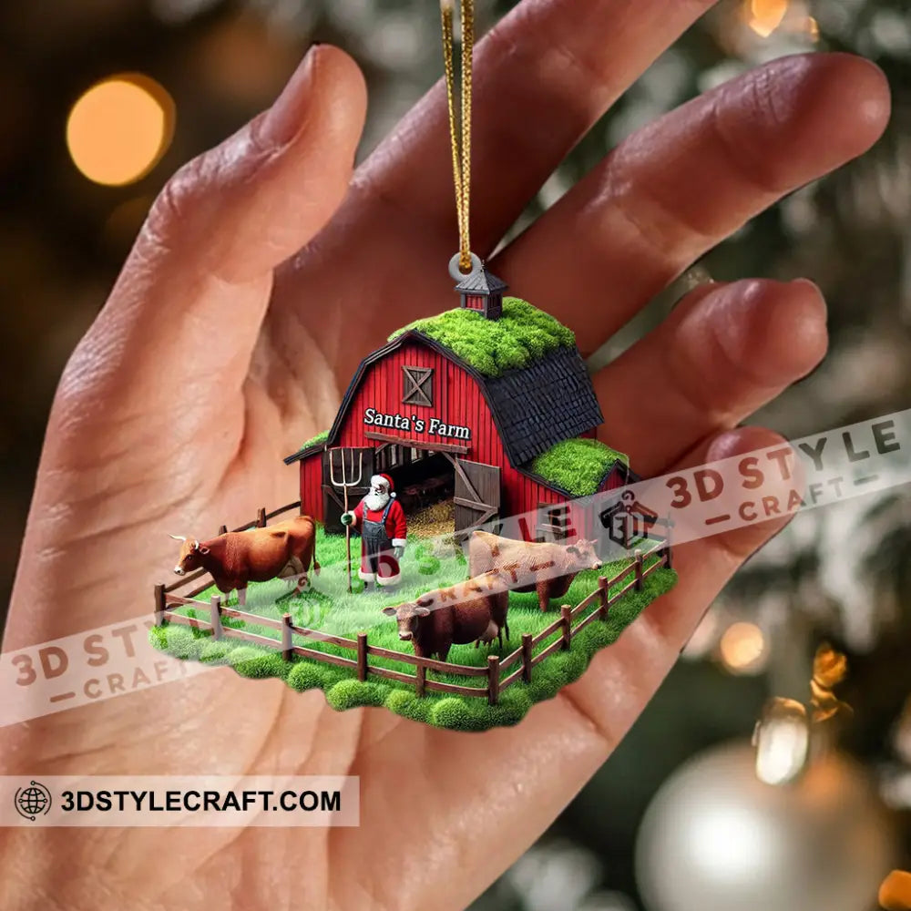 Santa’s Farm Christmas Ornament Personalized