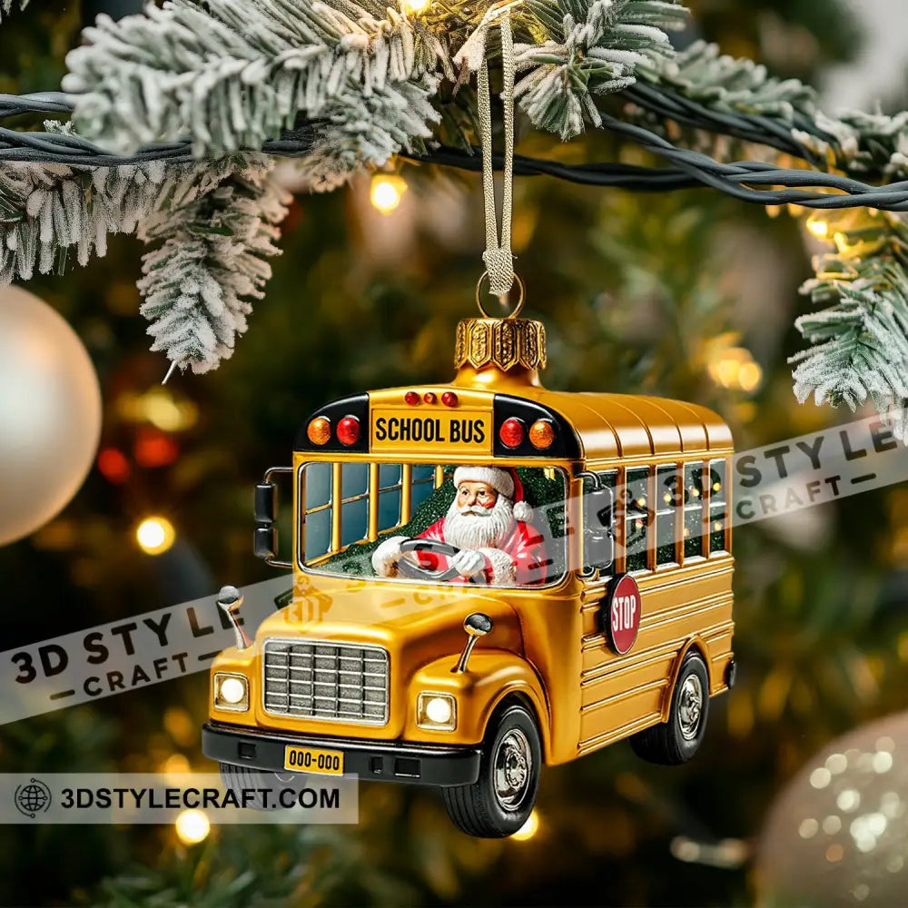 School Bus Santa Home Decor Christmas Ornament Personalized Ornament Ornament