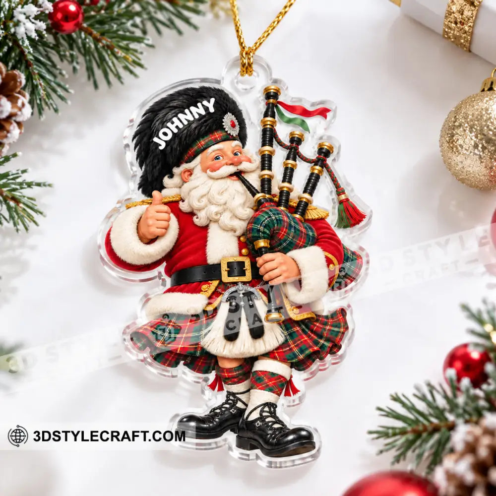 Scottish Bagpiper Santa Home Decor Christmas Ornament Personalized Ornament - Ornament
