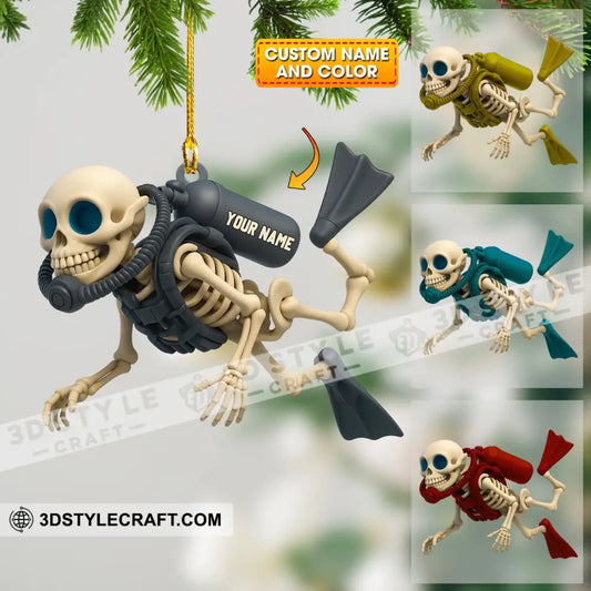Skull Diving Home Decor Christmas Ornament Personalized Ornament 3.54’’ / 1 Ornament Ornament