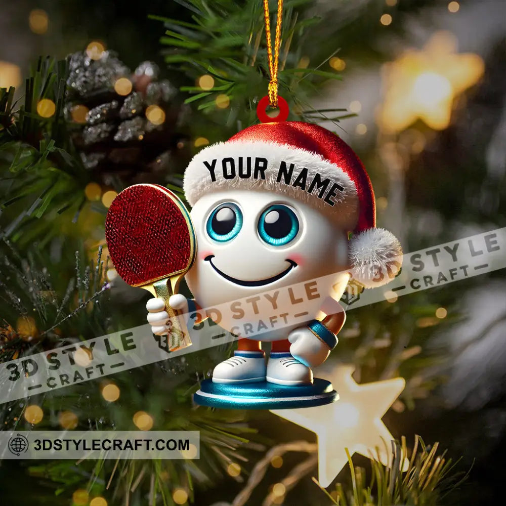 Table Tennis Racket And Ball Home Decor Christmas Ornament Personalized