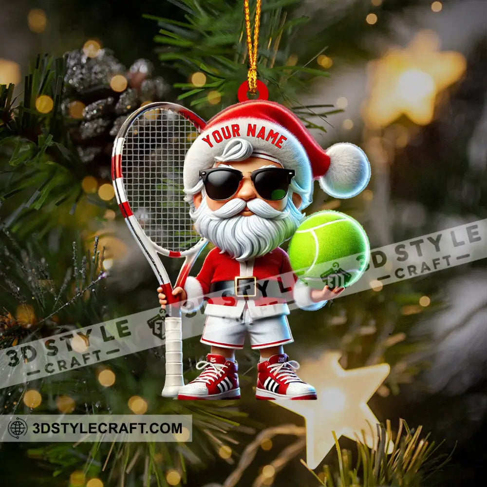Tennis Santa Christmas Home Decor Ornament Personalized
