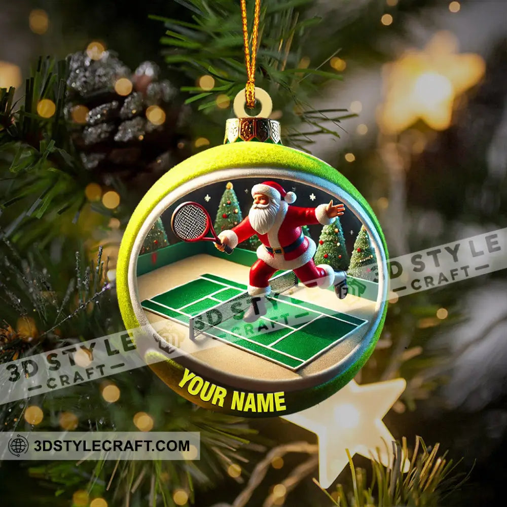 Tennis Santa Decor Christmas Ornament Personalized