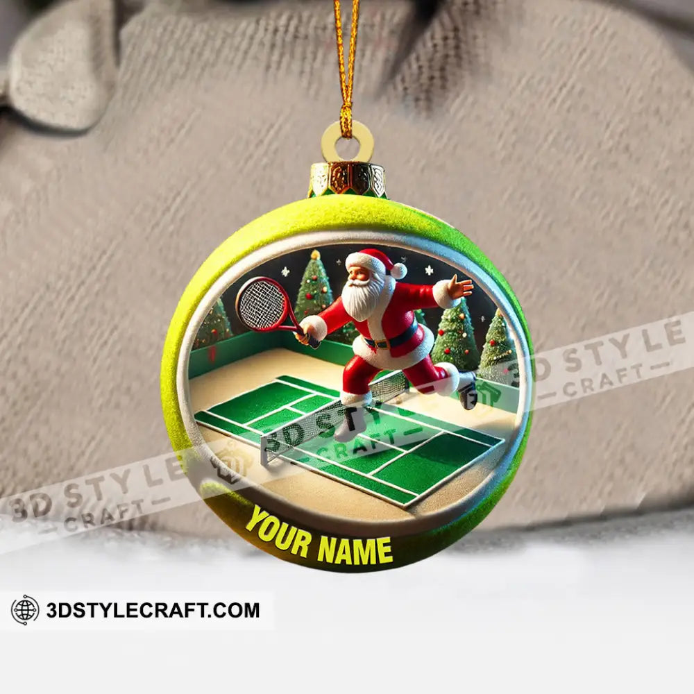 Tennis Santa Decor Christmas Ornament Personalized