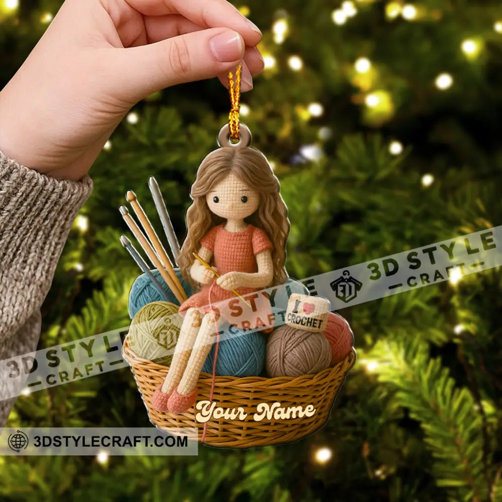 The Knitting Girl Crochet Home Decor Christmas Ornament Personalized Ornament Ornament