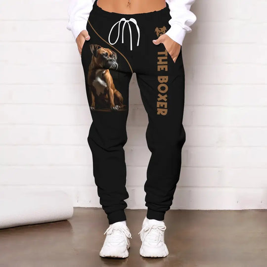 Unisex Clothing, Custom Jogger, The Boxer Dog, Jogger Pants For Pet Lovers style option 4