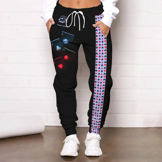 Unisex Clothing, Custom Name Poker Jogger Pants, Poker Pants, Casino Poker style option 4