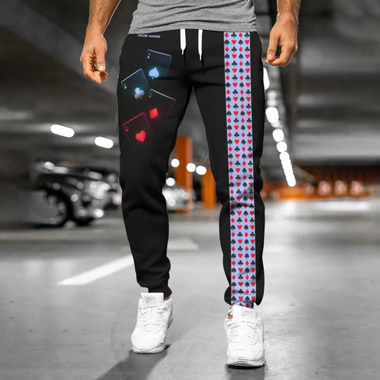 Unisex Clothing, Custom Name Poker Jogger Pants, Poker Pants, Casino Poker style option 2