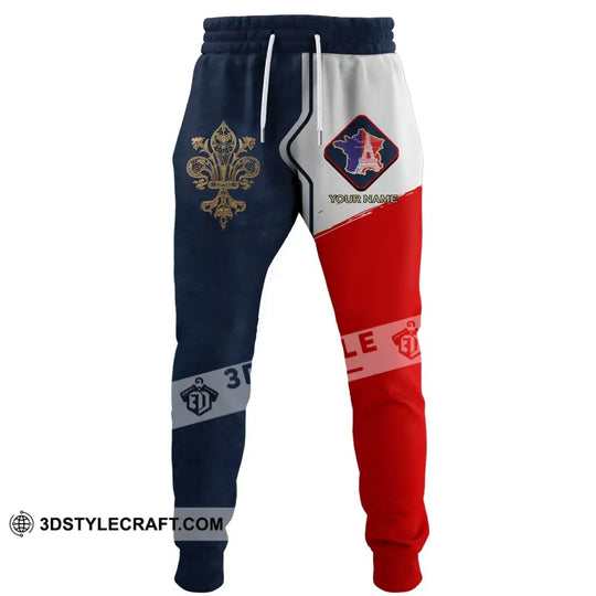 Unisex Pants - Custom Name Pants - France Map Jogger Pants style option 2