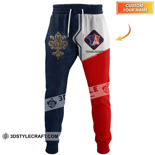 Unisex Pants - Custom Name Pants - France Map Jogger Pants style option 1