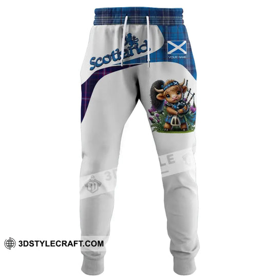 Unisex Pants - Custom Text Pants, Scotland Highland Cow With Bagpipes Pants style option 3
