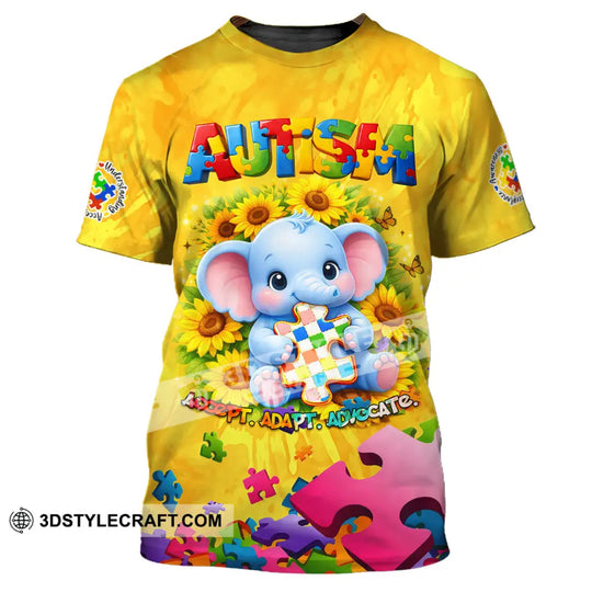 Unisex Shirt - Accept Adapt Advocate, Autism 3D Shirt style option 1