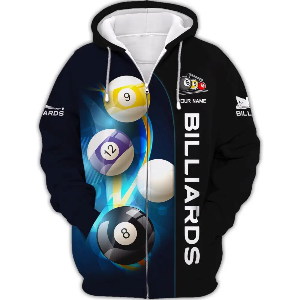 Unisex Shirt Billiards T-Shirt Pool Polo For Lovers Zipper Hoodie / S