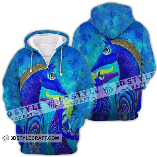 Unisex Shirt - Blue Abstract Art Horses Graphic Shirt style option 4