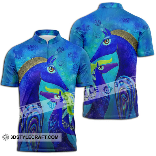 Unisex Shirt - Blue Abstract Art Horses Graphic Shirt style option 2