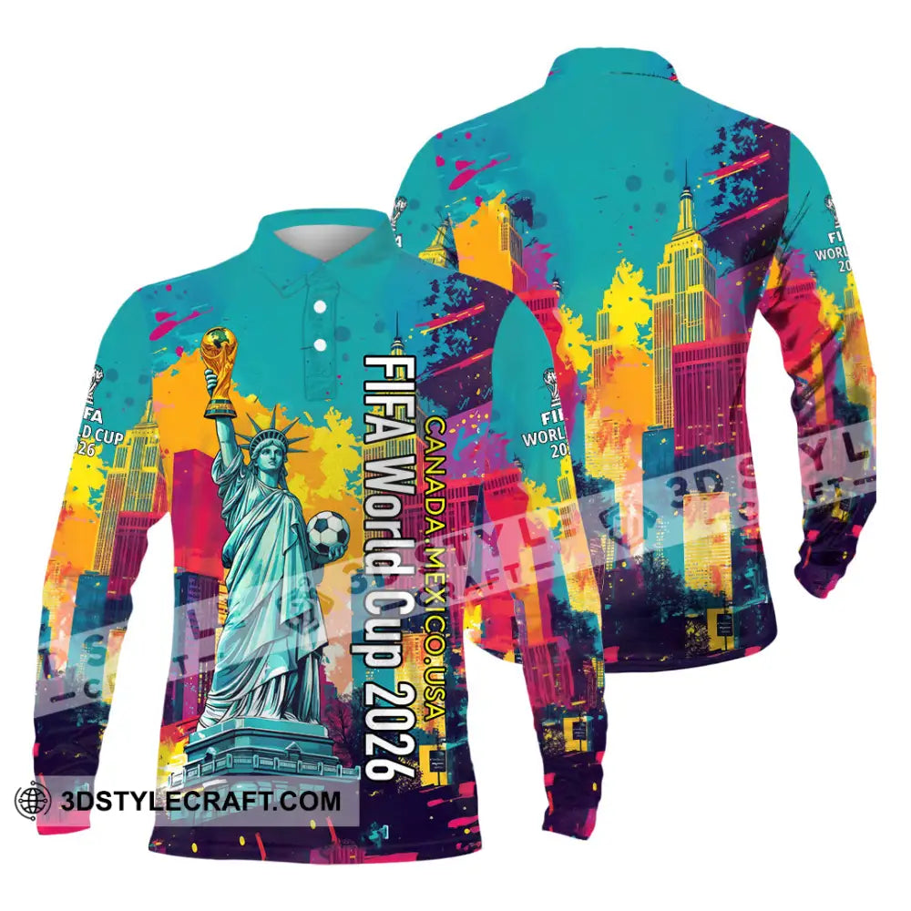 Unisex Shirt - Canada - Mexico - USA Fifa World Cup 2026 3D Shirt Long Sleeve Polo / S T-shirt