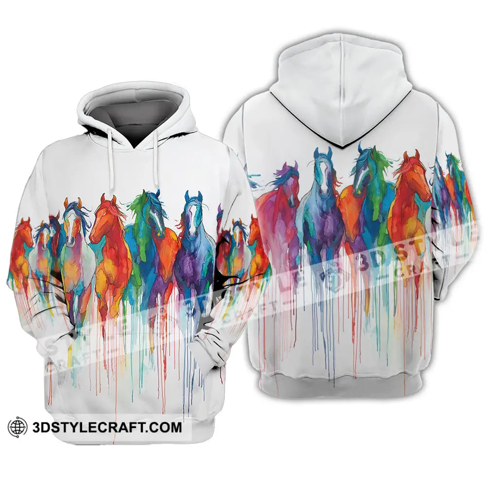 Unisex Shirt - Colorful Horses Horse Graphic Animal Scenery Stylish Shirt Hoodie / S T-shirt
