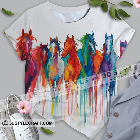 Unisex Shirt - Colorful Horses Horse Graphic Animal Scenery Stylish Shirt T-shirt