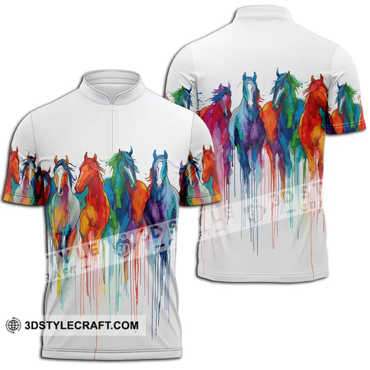 Unisex Shirt - Colorful Horses, Horse Graphic, Animal Scenery Stylish Shirt style option 2