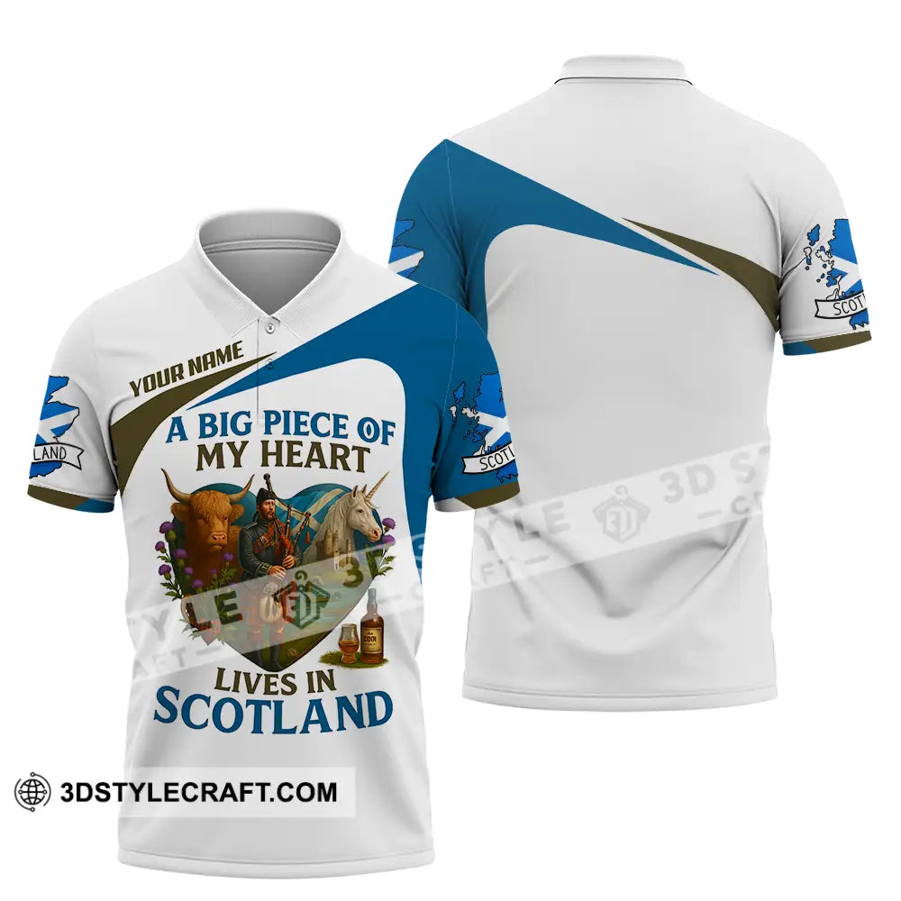 Unisex Shirt - Custom A Big Piece Of My Heart Lives In Scotland Shirt Polo Shirt / S T-shirt