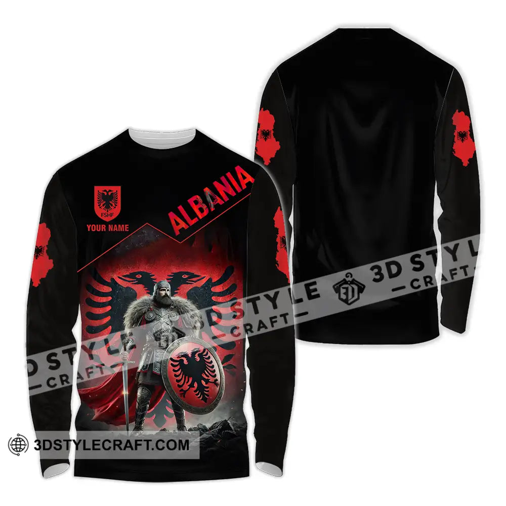 Unisex Shirt - Custom Albania Warrior Shirt Long Sleeve Shirt / S T-shirt