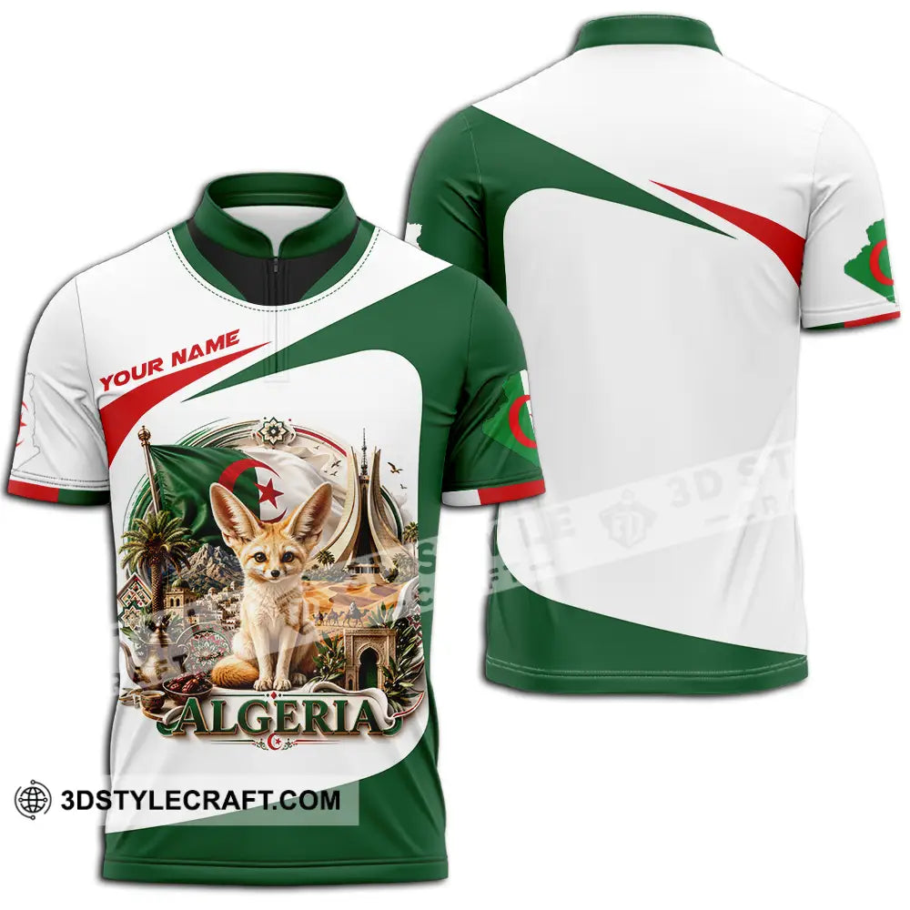 Unisex Shirt - Custom Algeria Shirt - Zipper Polo Shirt / S - T-shirt