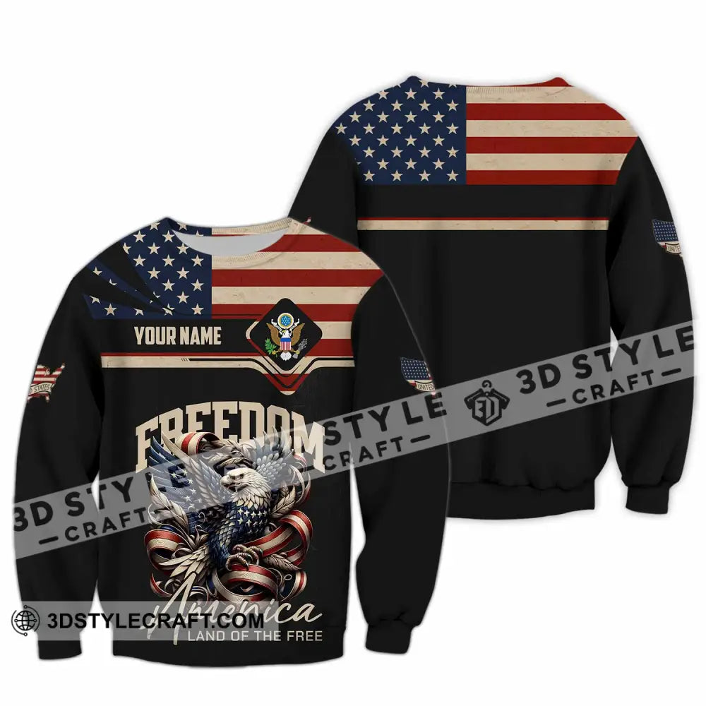Unisex Shirt - Custom America Land Of The Free 3D Shirt Long Sleeve / S T-shirt