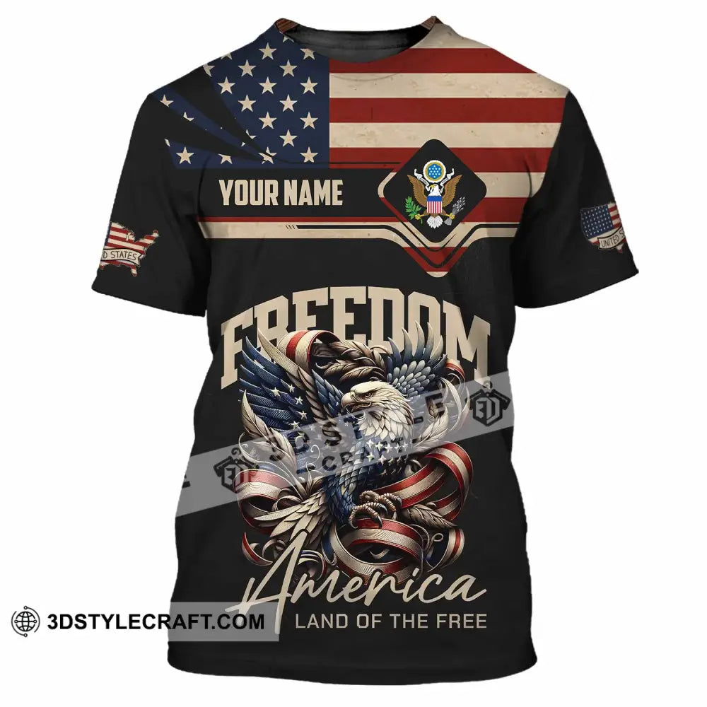 Unisex Shirt - Custom America Land Of The Free 3D Shirt T-Shirt / S T-shirt