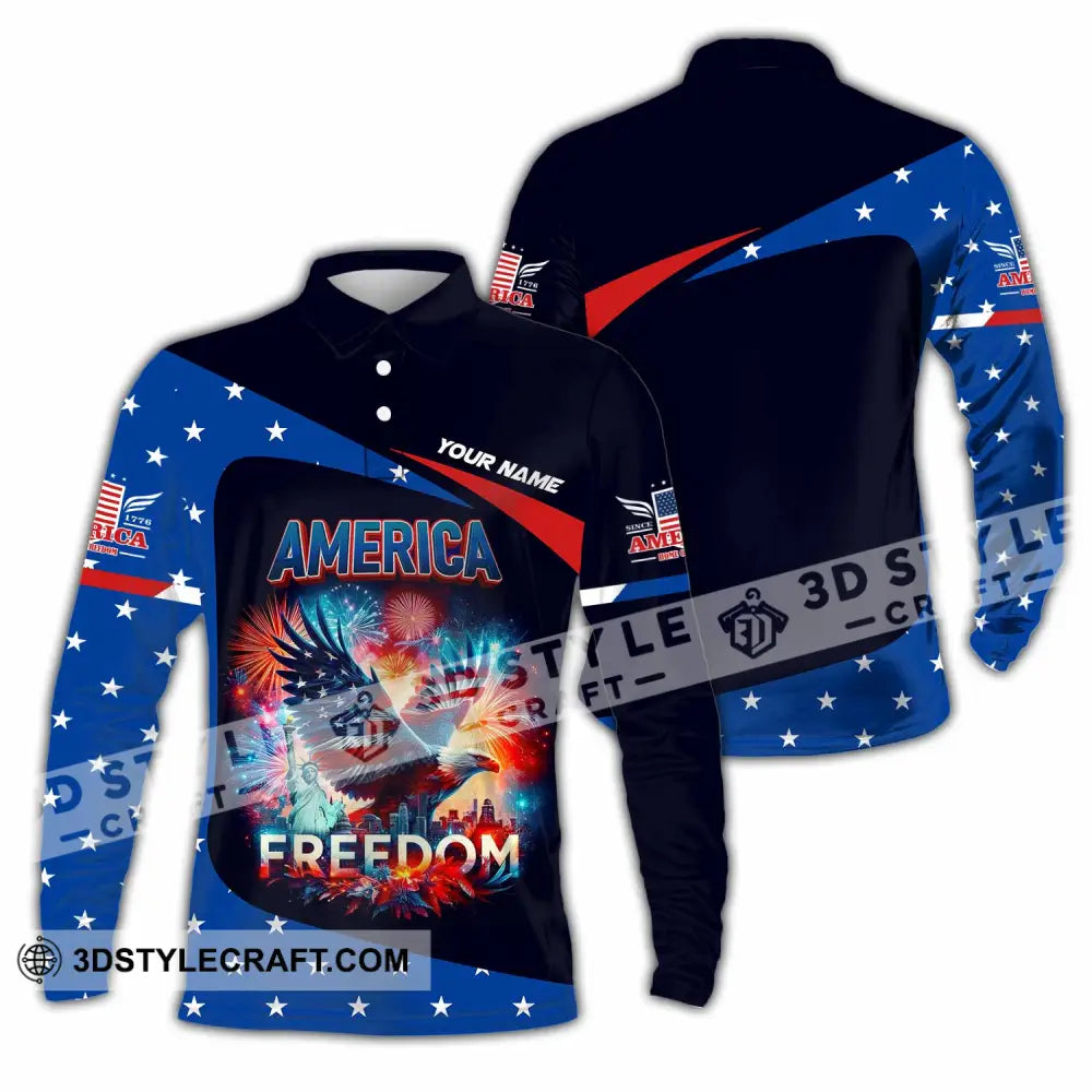 Unisex Shirt - Custom America Shirt Long Sleeve Polo / S T-shirt