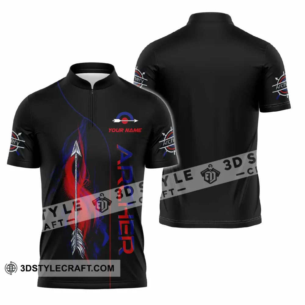 Unisex Shirt - Custom Archer 3D Shirt Zipper Polo Shirt / S T-shirt