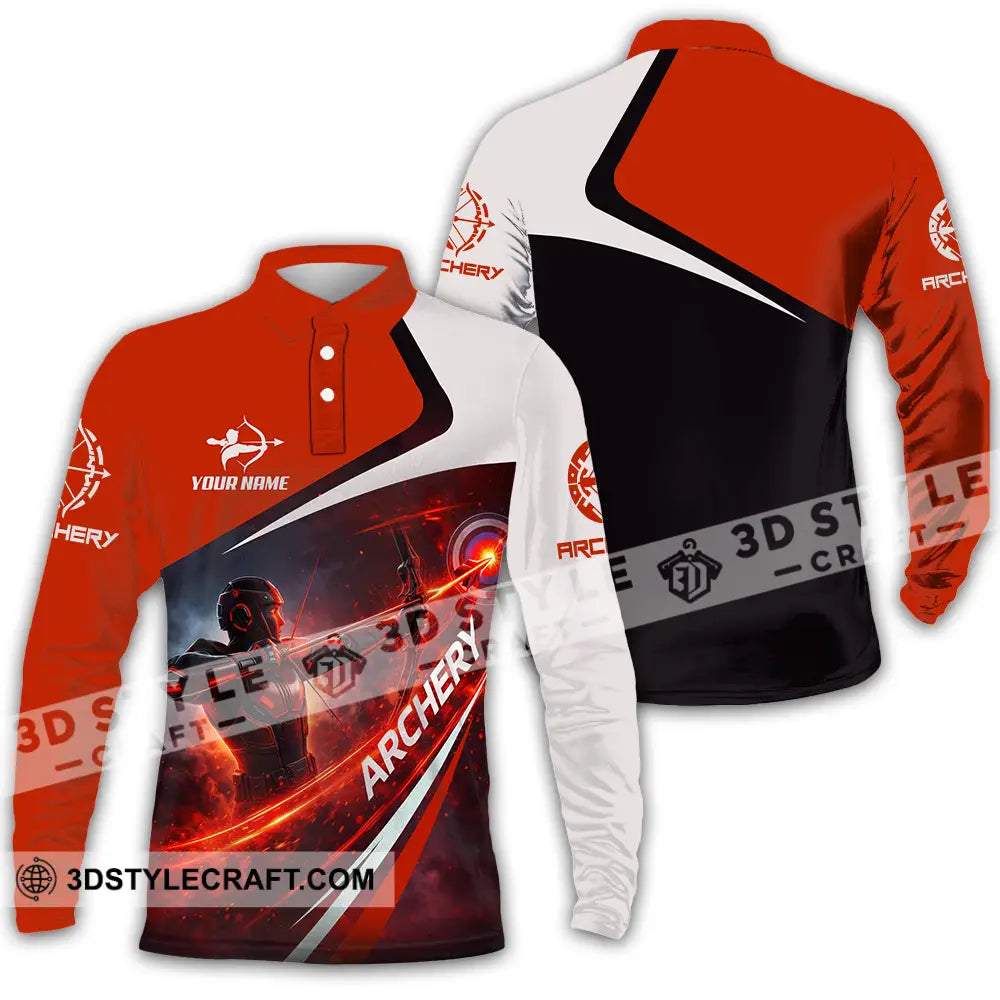 Unisex Shirt - Custom Archery 3D Shirt Long Sleeve Polo / S T-shirt